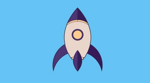 Space shuttle take-off animation. Rocket flying cartoon style anime style roc Stock Illustration