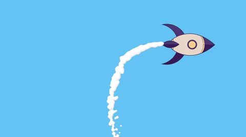 Space shuttle take-off animation. Rocket flying cartoon style anime style roc Ilustração Stock