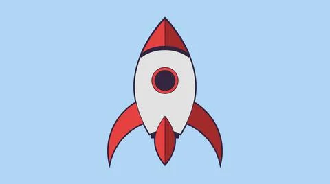Space shuttle take-off animation. Rocket flying cartoon style anime style roc Stock Illustration