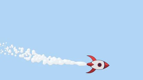 Space shuttle take-off animation. Rocket flying cartoon style anime style roc Stock Illustration