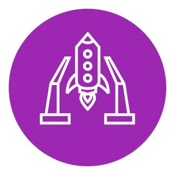 Space shuttle on take-off area line icon Stock Illustration