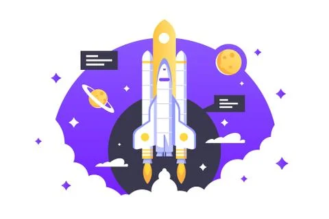 Space shuttle takes off Illustrazione stock