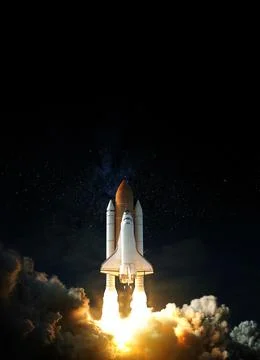 Space Shuttle takes off into space. Elements of this image furnished by NASA. 스톡 사진
