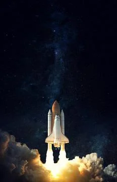 Space Shuttle takes off into space. Elements of this image furnished by NASA. 스톡 사진