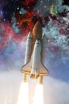 Space shuttle taking off on a mission. Elements of this image furnished by NA Stock-Fotos