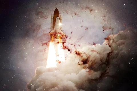 Space shuttle taking off on a mission. Stock Photos