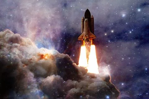 Space shuttle taking off on a mission. Stock Photos
