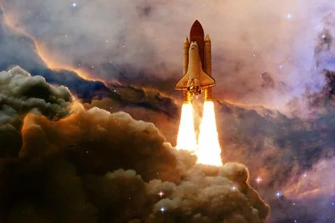 Space shuttle taking off on a mission. Stock Photos