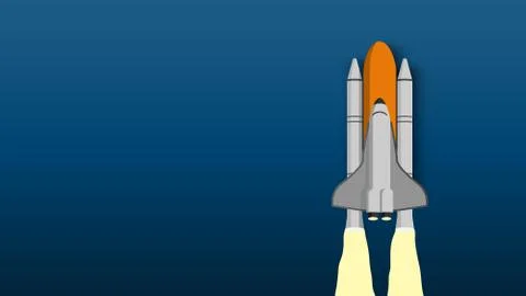 Space shuttle taking off on the mission, spaceship into the sky Stock Illustration