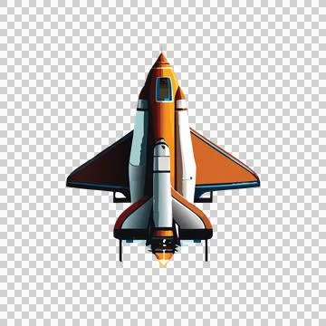 Space Shuttle Top View Technical Black Grey Plain Stock Illustration