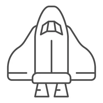 Space shuttle toy thin line icon, kid toys concept, cosmic rocket sign on white Stock Illustration