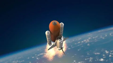 Space shuttle travelling in space Stock Illustration
