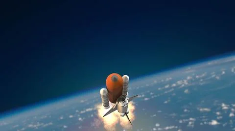 Space shuttle travelling in space イラスト素材