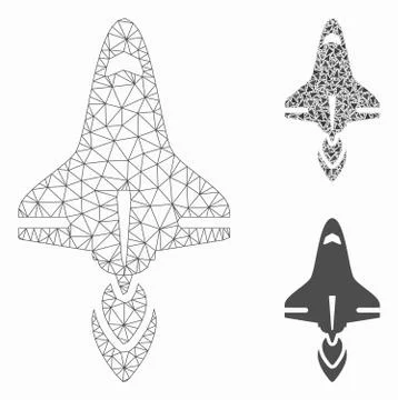Space Shuttle Vector Mesh 2D Model and Triangle Mosaic Icon イラスト素材