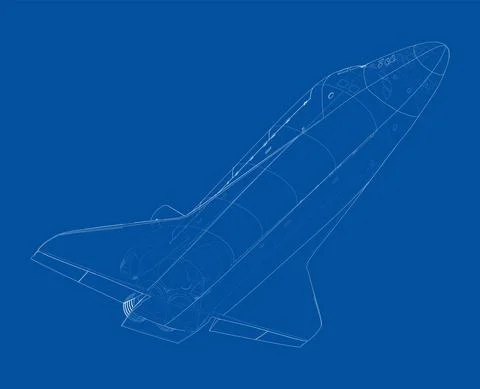 Space shuttle. Vector rendering of 3d Stock Illustration