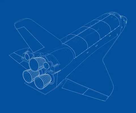 Space shuttle. Vector rendering of 3d Stock Illustration