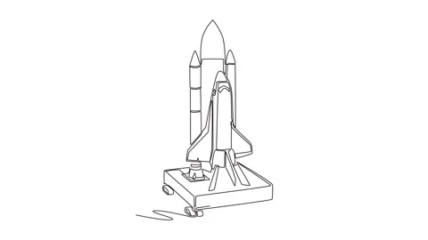 Space shuttle vehicle attached to booster rockets on a launchpad platform Stock Footage 337947523