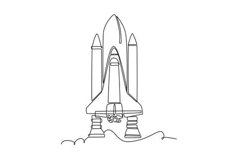 Space shuttle vehicle with rocket boosters standing on ground Stock-Illustration