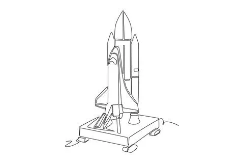 Space shuttle vehicle standing on its launchpad platform Stock-Illustration