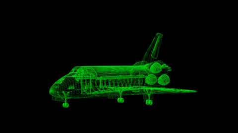 Space Shuttle Wireframe Video stock 36042824