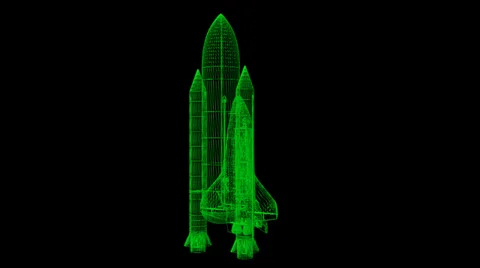 Space Shuttle Wireframe Stock Footage 36043569