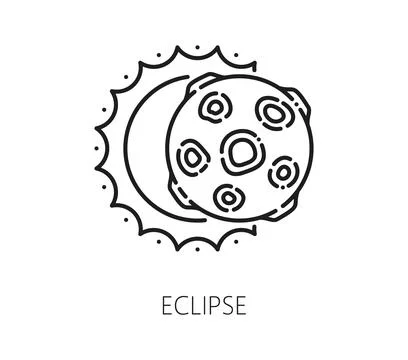 Space solar eclipse and galaxy thin line icon Stock Illustration