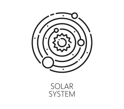 Space solar system and galaxy thin line icon Stock Illustration