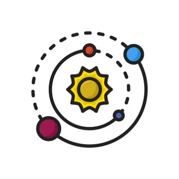 Space Solar System Icon Cartoon Filled Line Style. Planet Space Universe Logo Stock Illustration