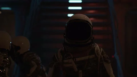 Space Soldier informs Command of the alien attack on the base 04 Stock Footage 224669549