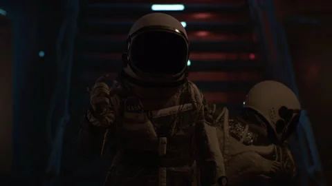 Space Soldier informs Command of the alien attack on the base 01 Stock Footage 225427902