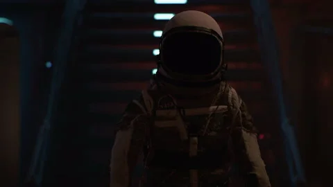 Space Soldier informs Command of the alien attack on the base 02 Stock Footage 225431863