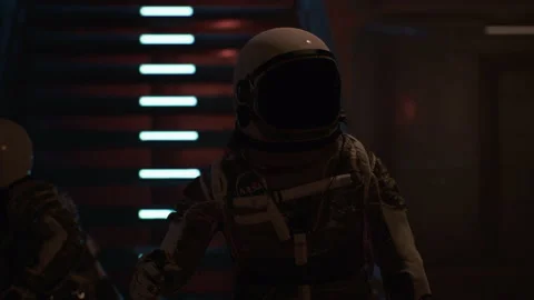 Space Soldier informs Command of the alien attack on the base 03 Stock Footage 225436952