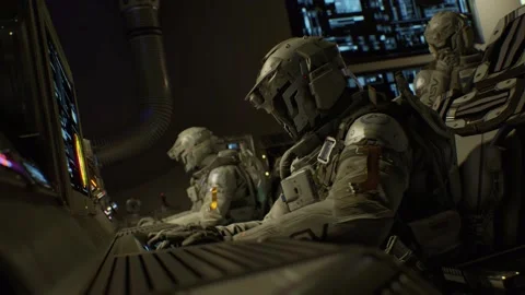 Space Soldiers in Command: Beginning to End Stock Footage 150770342