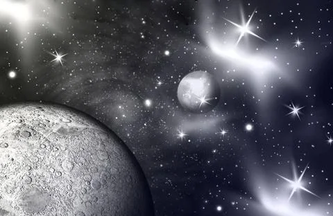 Space Space scene with light creeping around a distant planet.. Copyright:... Stock Photos