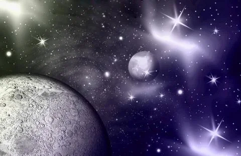 Space Space scene with light creeping around a distant planet Copyright: x... Foto stock