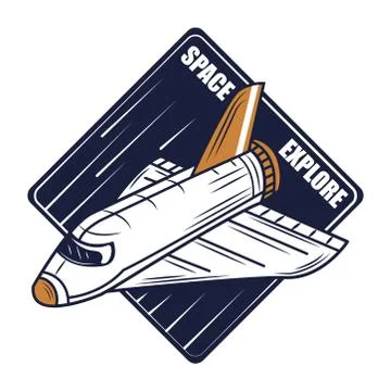 Space spacecraft explore badge icon Illustrazione stock