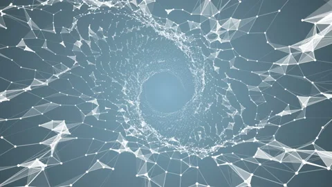 Space spiral. The points, lines and triangles connected together are drawn to Stock Footage 87533206