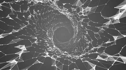 Space spiral. The points, lines and triangles connected together are drawn to Stock Footage 87533268