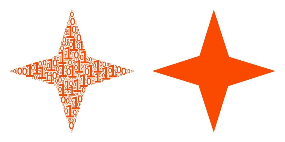 Space Star Collage of Binary Digits 库存插图