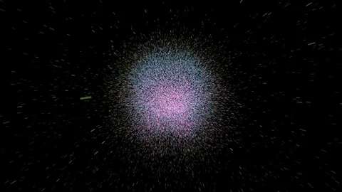 Space stars particles blowing chaotically from the center of the Universe Stock Footage 101936679