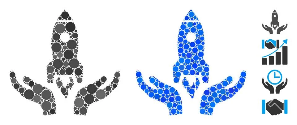 Space Startup Support Hands Mosaic Icon of Circles Stockillustratie