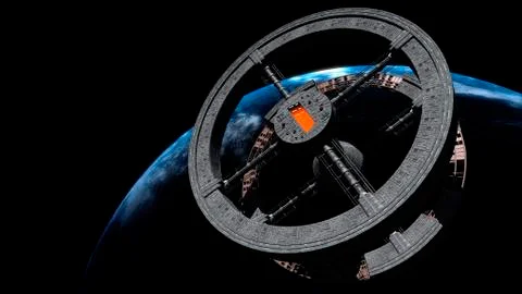 Space Station 5 in Earth orbit. Stock Illustration