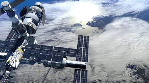 Space Station Above The Earth. The static camera. International space station is Stock Footage 72928570