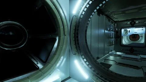 Space station and electronics technology concept Illustrazione stock