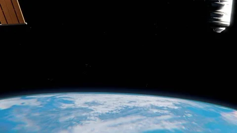 Space station and ufo Stock Footage