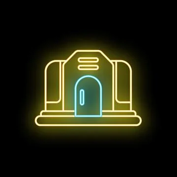 Space station building icon glowing neon light Ilustración de archivo