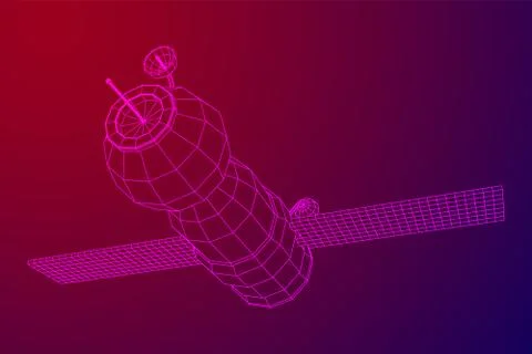 Space station communications satellite Stock Illustration