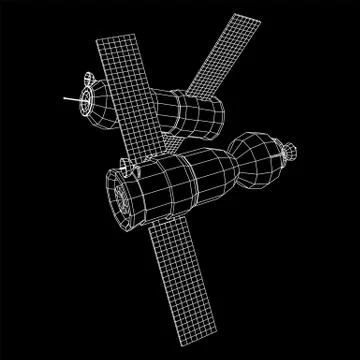 Space station communications satellite Illustrazione stock
