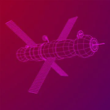 Space station communications satellite Stock Illustration