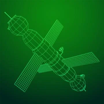 Space station communications satellite Stock Illustration